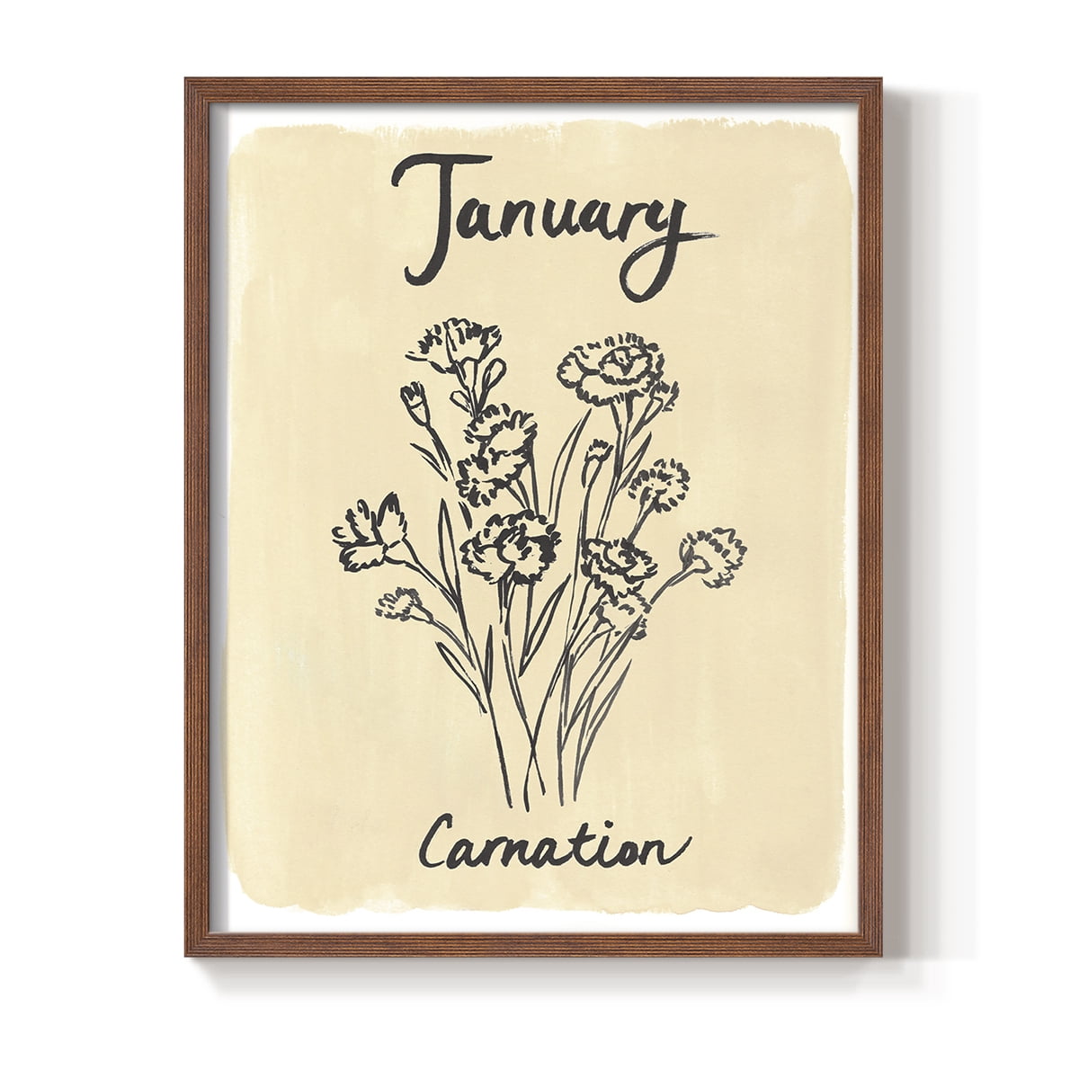 Birth Month I Framed Print in Brown Solid Wood Framed Print No Nail Hanging