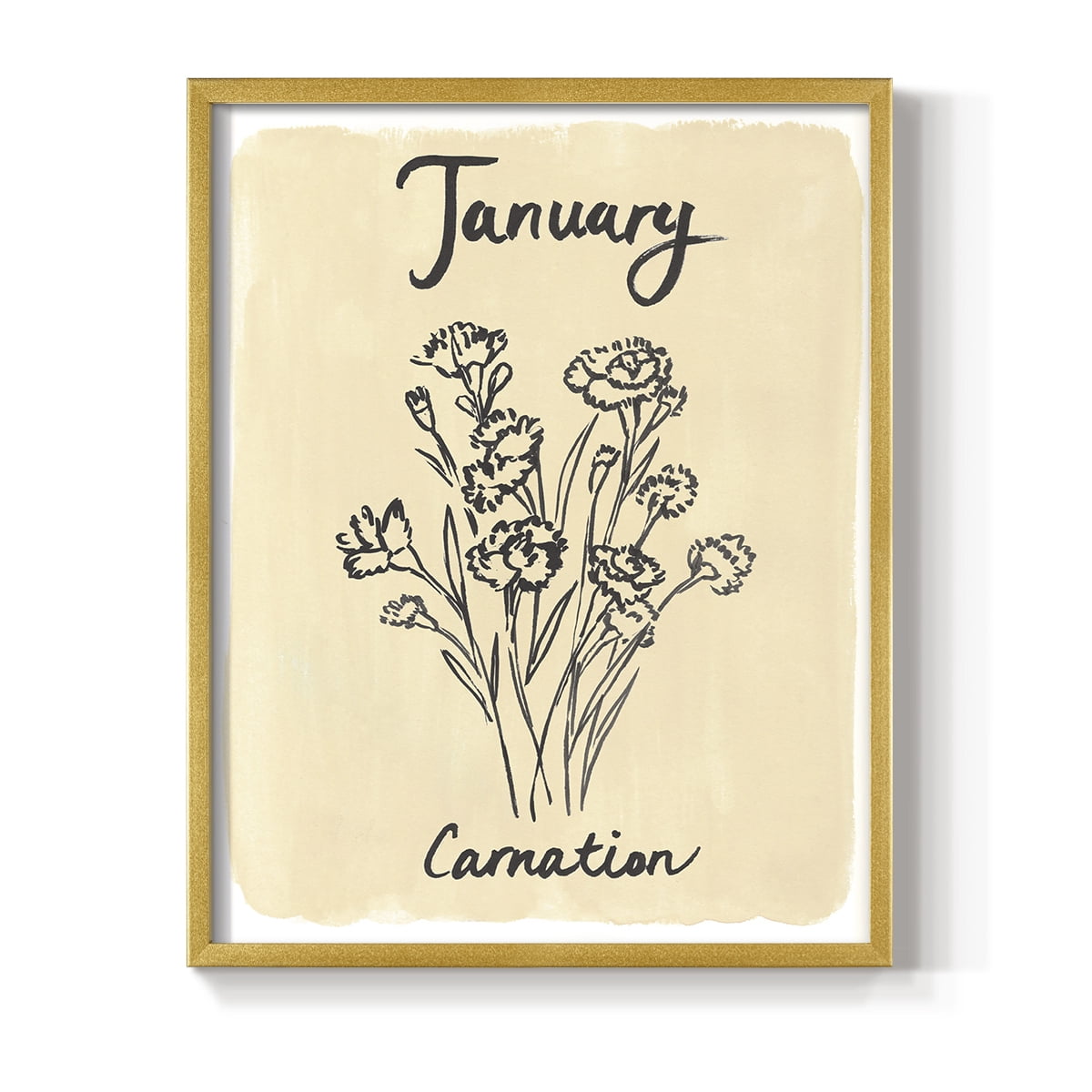 Birth Month I Framed Print in Gold Solid Wood Framed Print No Nail Hanging