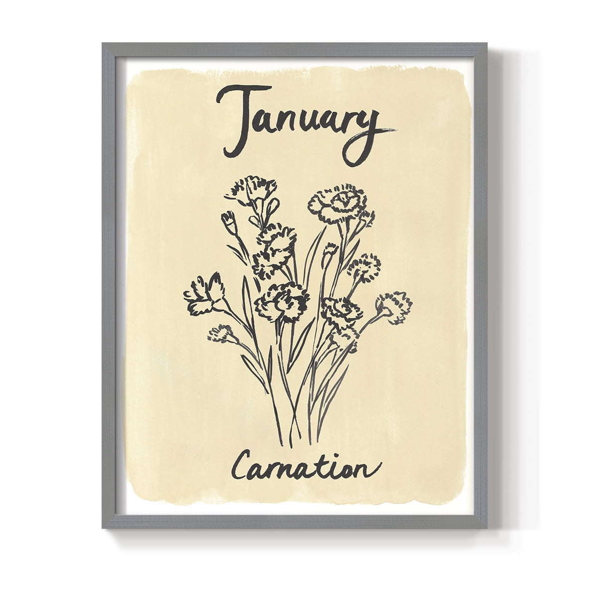 Birth Month I Framed Print in Gray Solid Wood Framed Print No Nail Hanging