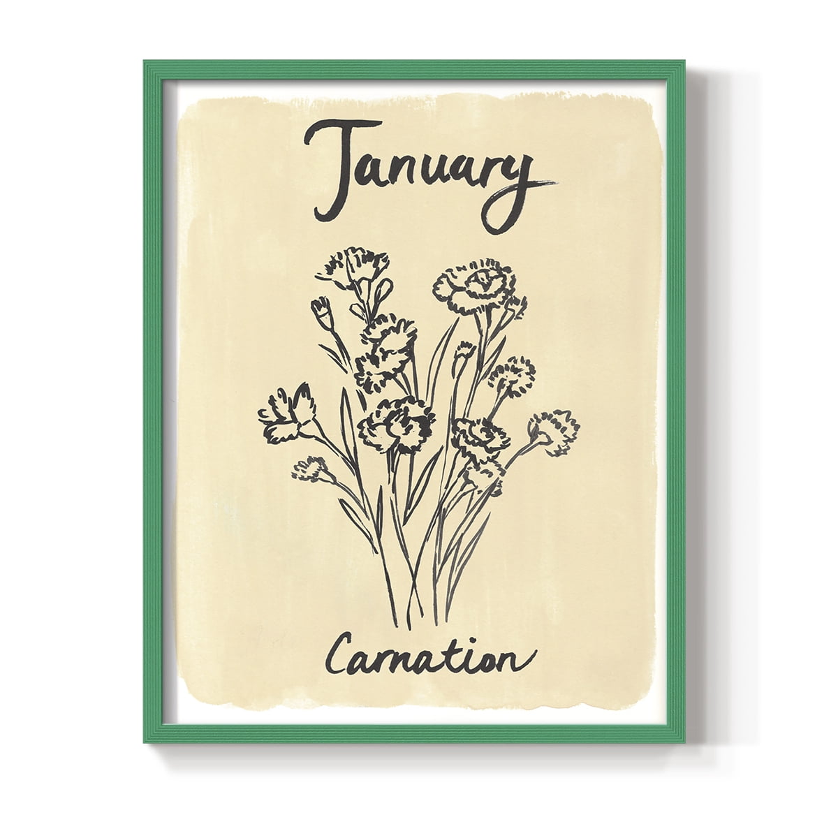 Birth Month I Framed Print in Green Solid Wood Framed Print No Nail Hanging