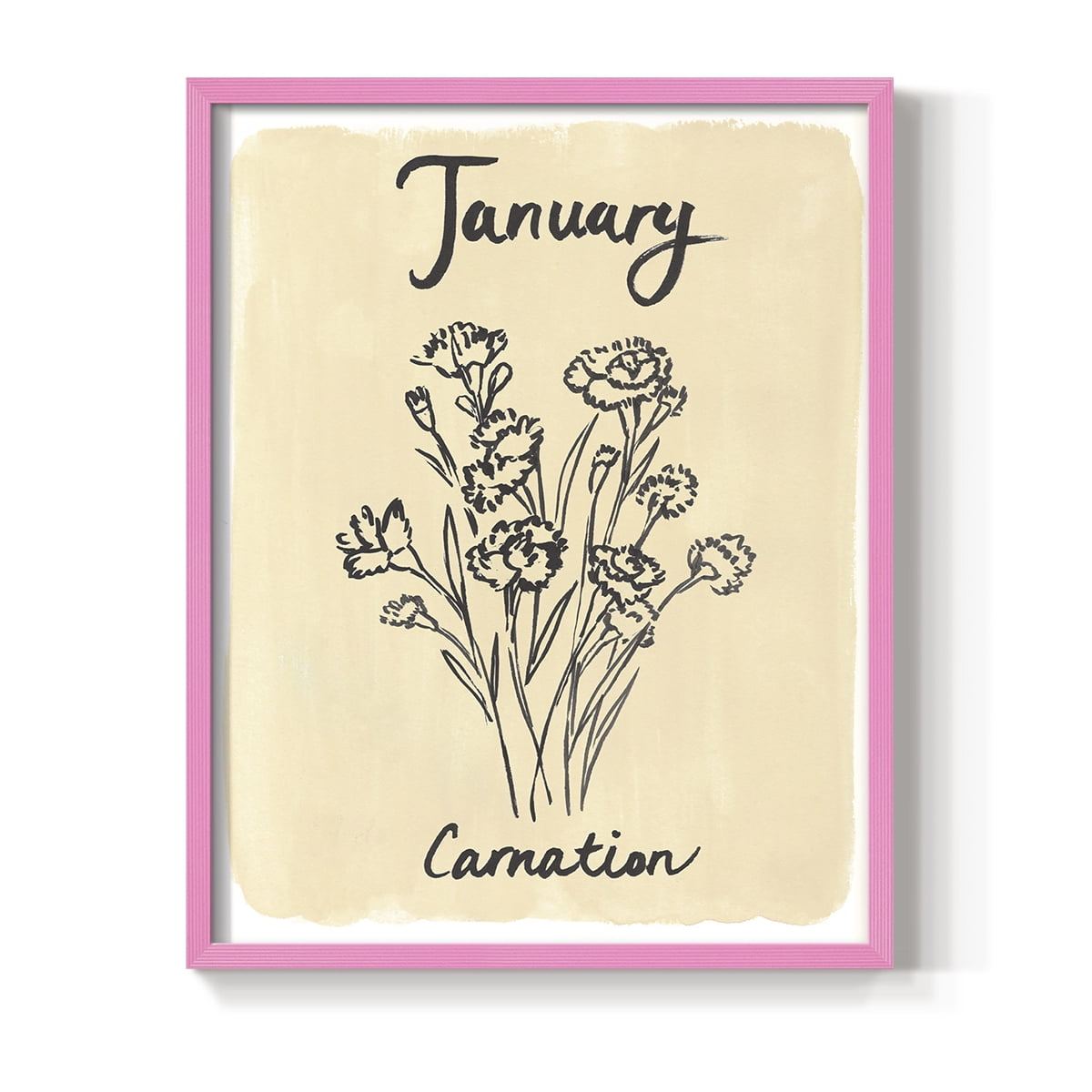Birth Month I Framed Print in Pink Solid Wood Framed Print No Nail Hanging