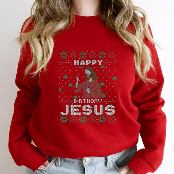 Birth Of God Christ Christian Funny Ugly Christmas Jesus Holiday Graphic - Fan Favorite SW11308 Unisex Sweatshirt, Up to Size 5XL