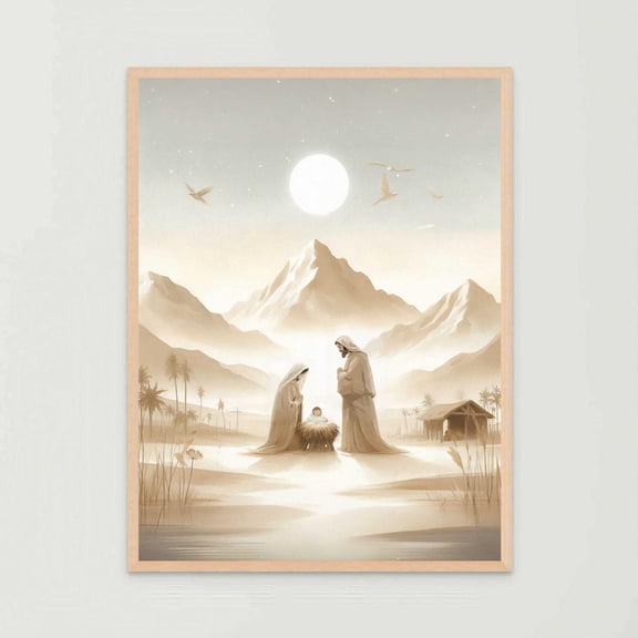 Birth Of Jesus Nativity Christian Art Joseph Mary Print Bible Decor, Unframed Paper Poster 8x10in