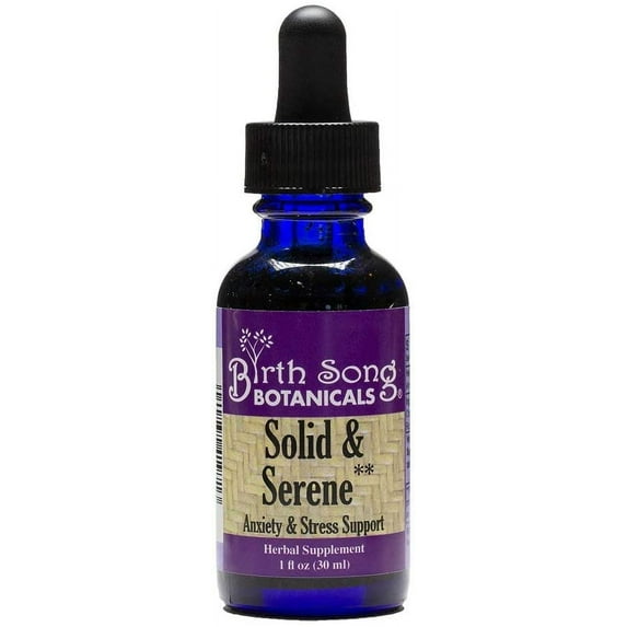 Birth Song Botanicals Solid and Serene Tincture Herbal Stress and Mood Support Passionflower 1 oz Bottle