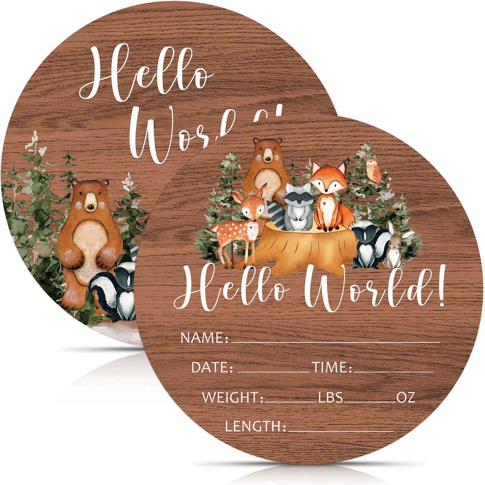 Team Birth Sign Birth Stat Sign For Newborn, Woodland Forest Animals Baby Announcement ...