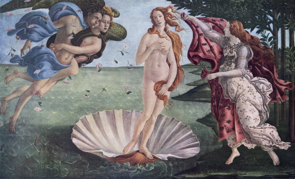 The Birth Of Venus By Sandro Botticelli From The Worlds Greatest Paintings Published By Odhams Press London 1934 Canvas Art - Ken Welsh Design Pics (18 x 11)
