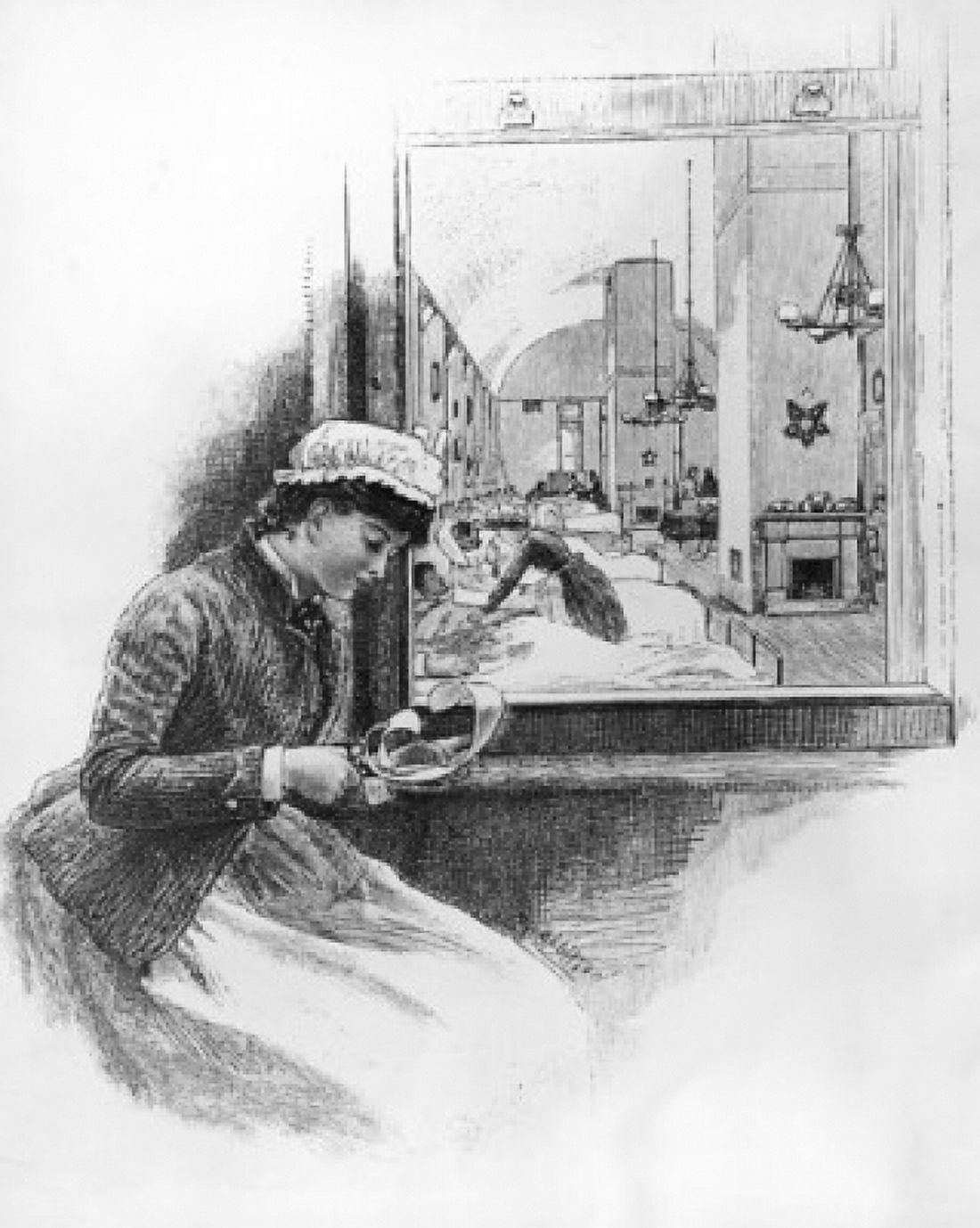 Birth of American Trained Nurse The Surgical Ward in Bellevue Hospital in New York by unknown artist Canvas Art - (24 x 36)