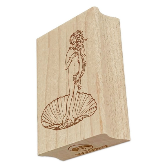 Birth of Venus Botticelli Painting Rectangle Rubber Stamp Stamping Scrapbooking Crafting - Small 1.7in