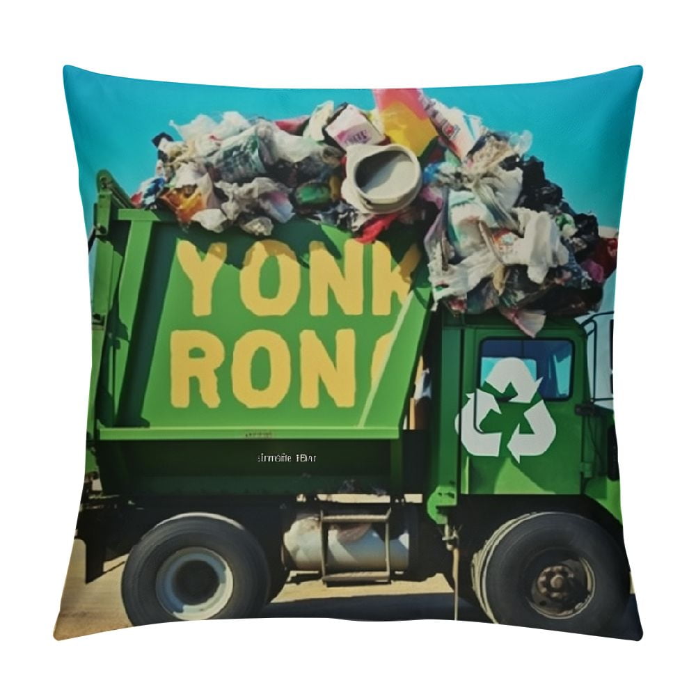 Birthday 2 Year Old Kids Recycling Trash Garbage Truck Throw Pillow, Multicolor