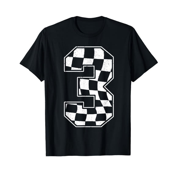Birthday 3rd Race Car Flag - Distressed Checkered Number 3 Design - Double Sided Durable Outdoor Decor