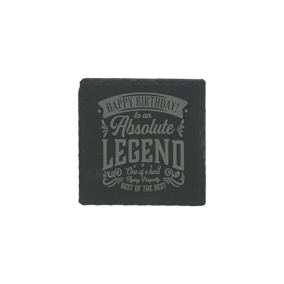 Pavilion Gift Company - Happy Birthday - 4" x 4" Slate Engraved Drink Cup Coaster Milestone Party Bar Accessory