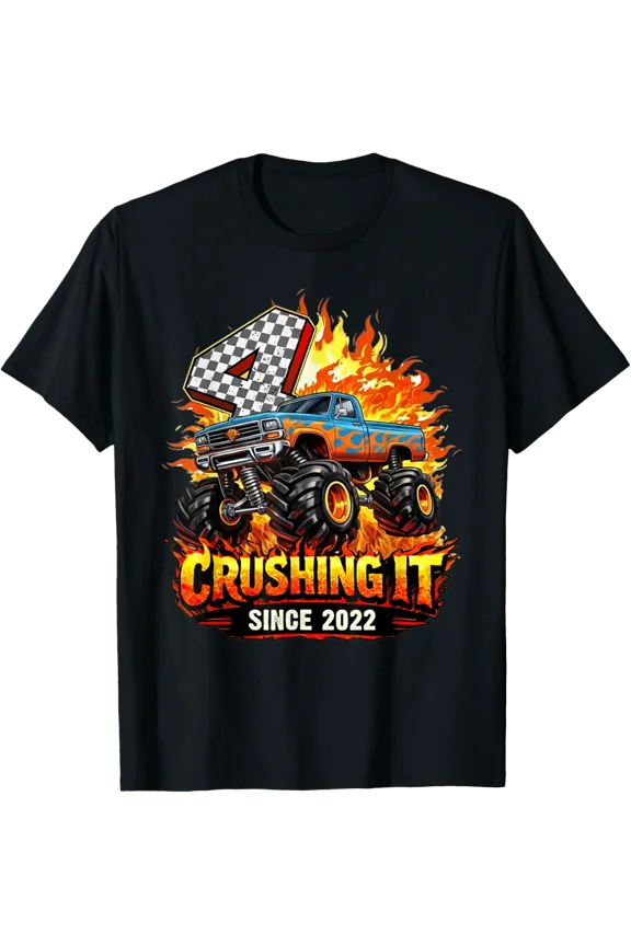 Birthday 4Th Monster Truck 4 Year Old Since 2022 Boys T-Shirt