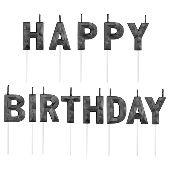 Birthday Alphabet Candles Black Happy Birthday Cake Set Party Decorations