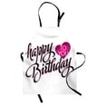thumbnail image 1 of Birthday Apron Vintage Stylized Typography Hand Lettering Calligraphy Pink Heart Message, Unisex Kitchen Bib Apron with Adjustable Neck for Cooking Baking Gardening, Fuchsia Black White, by Ambesonne, 1 of 3