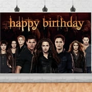 𝑻𝒘𝒊𝒍𝒊𝒈𝒉𝒕 𝑺𝒂𝒈𝒂 Birthday Backdrop,Twilight Poster for saga Theme Party Decorations Hunger Games Movie Birthday Supplies Background Studio Shoot Photo Props 5x3ft