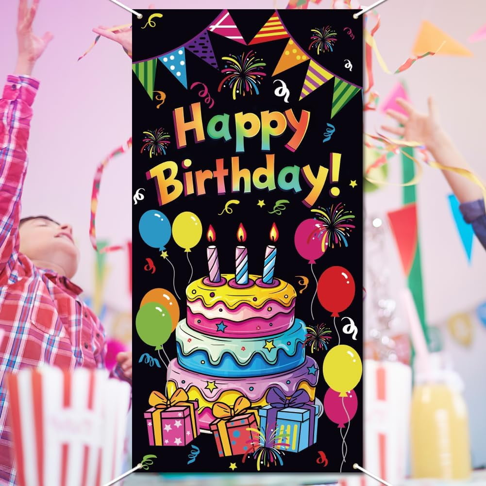 Birthday Background Photo Door Banner Birthday Theme Large Fabric Photo ...