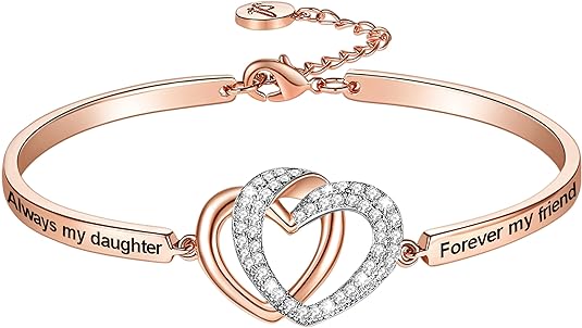 XCHENT TECH Birthday Badass Daughter Gifts, Always My Daughter Forever My Friend Bangle Bracelet, Mother/Father Daughter Forever Love Women Girls Jewelry, Christmas Mothers Day Present from Dad Mom