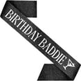 thumbnail image 1 of Birthday Baddie Sash – Black Glitter Sash with Silver Letters & Martini Icon + Luxe Pearl Pin | Birthday Sash for Women | Extra Long, Soft Back, Glam Party Gift for Any Age$$Electronics Accessories, 1 of 7