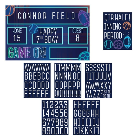 Birthday Baller Sports Themed Customizable Stadium Scoreboard Sign - Party Supplies Decorations