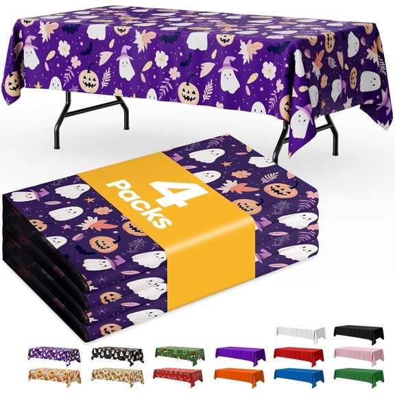 Birthday Balloon Plastic Table Cloth Rectangle Table 4 Pack, 54''×108'' Tablecloth for 6ft Tables, Table Cloth for Disposable Use, Table Cover for Holiday Party, Gathering