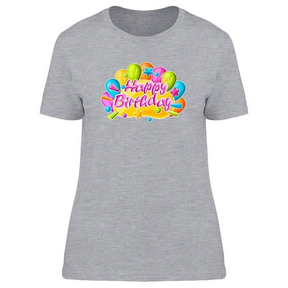 Birthday Balloons And Cake T-Shirt Women -Image by Shutterstock, Female Large