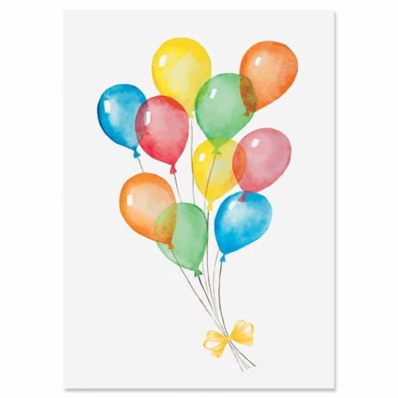 Birthday Balloons Greeting Cards - Set of 10, Large 5" x 7", Happy Birthday Cards with Sentiment Inside, includes Envelope