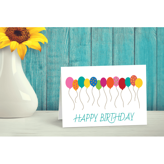 Birthday Balloons Happy Birthday Card - Birthday - 10 Count Boxed Set Birthday Cards