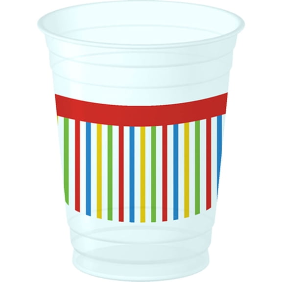 Birthday Balloons Striped Classic Adult Kids Birthday Party 14 oz. Plastic Cups