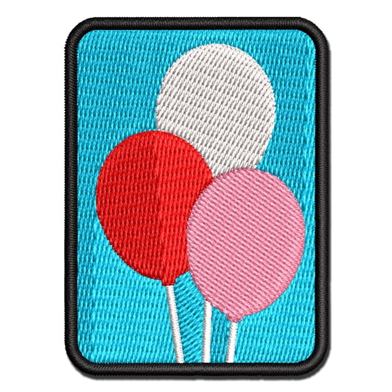 Birthday Balloons Trio Applique Multi-Color Embroidered Hook & Loop Patch - 3.5 Inch Large