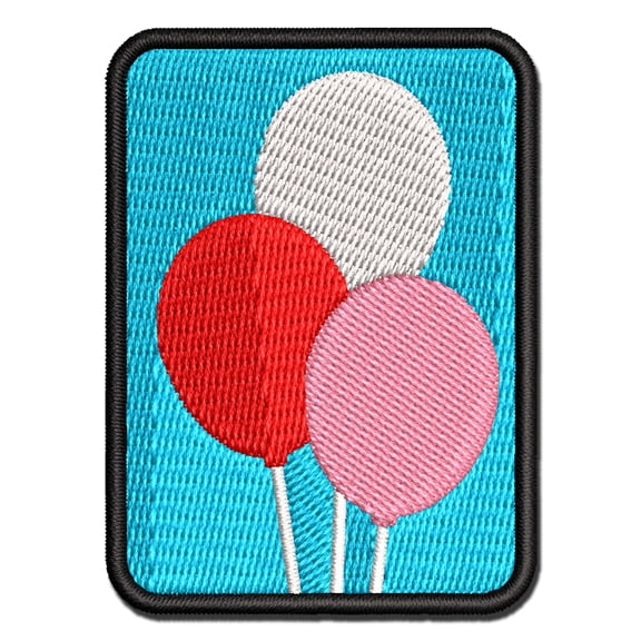 Birthday Balloons Trio Applique Multi-Color Embroidered Iron-On Patch - 2.0 Inch Mini