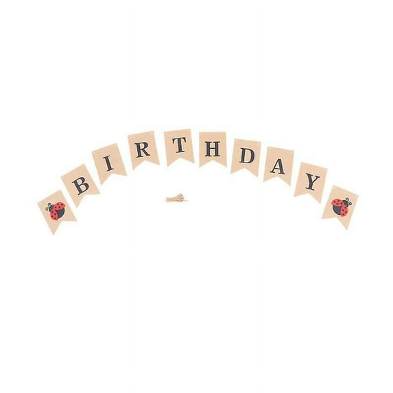Birthday Banner Linen Streamer Letter Banner Flag Colorful Animal Ladybugs Printing For Birthday Festival Party Decoration With English Word Happy Bir