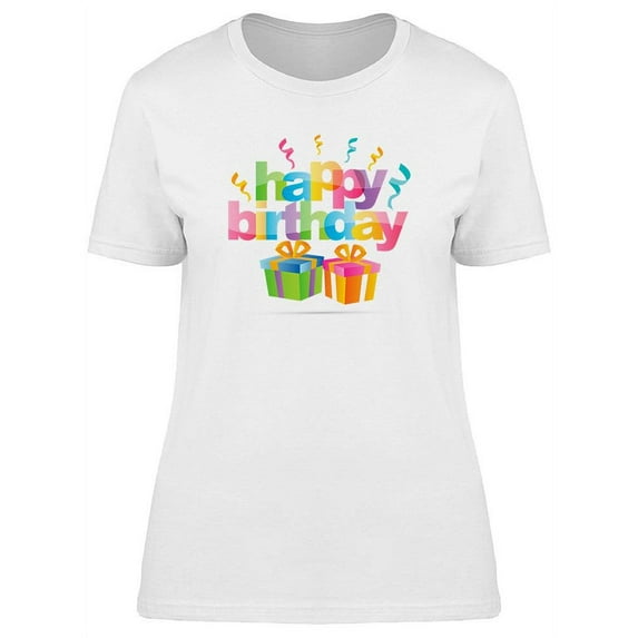 Birthday Banner With Gifts T-Shirt Women -Image by Shutterstock, Female Medium