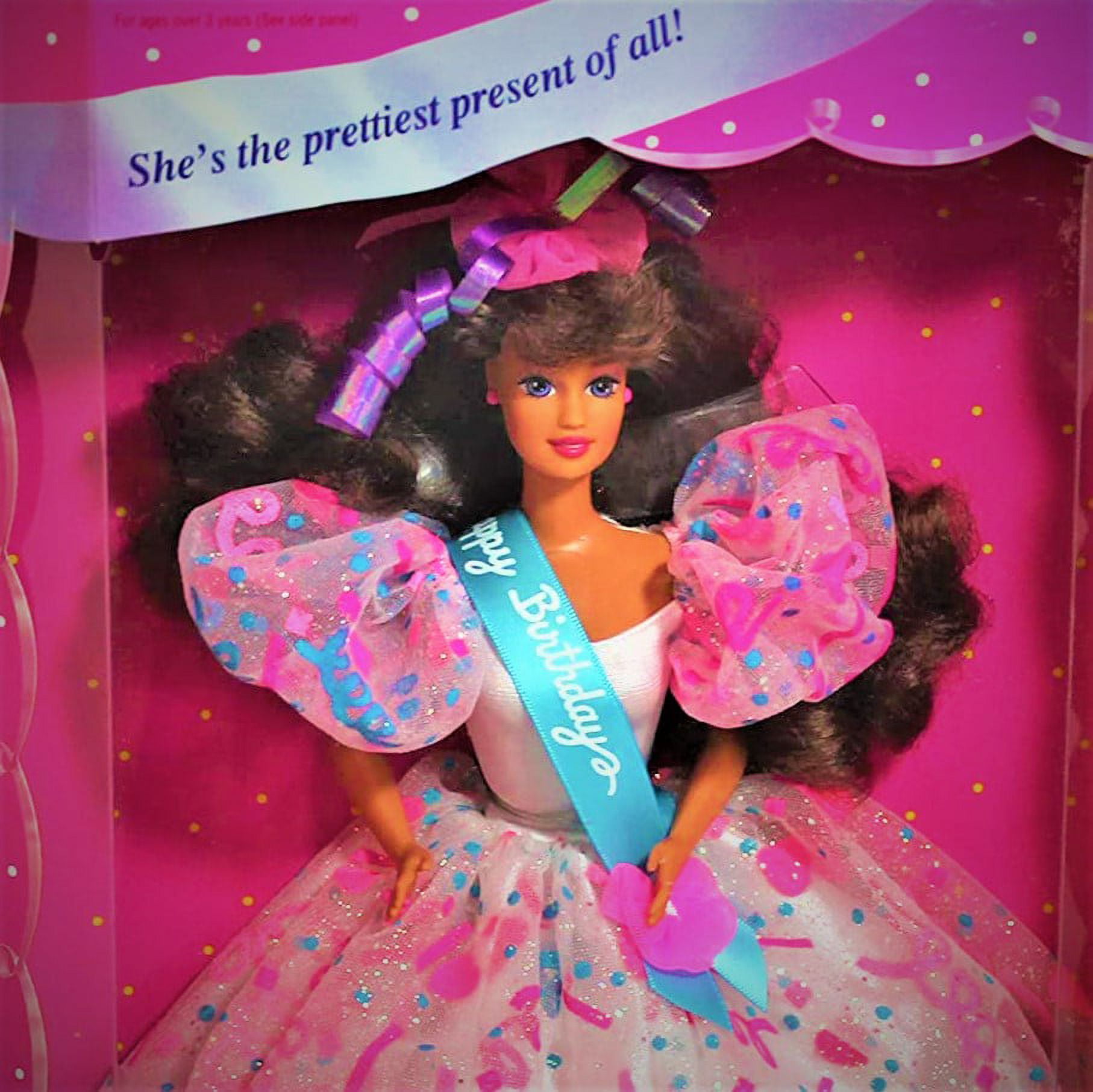 Birthday Barbie Doll Brunette She's the Prettiest Present of All Mattel 13253