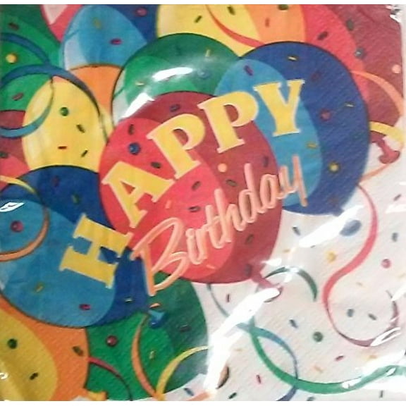 Birthday Bash Bright Colors Happy Balloons Party Supplies Paper Luncheon Napkins