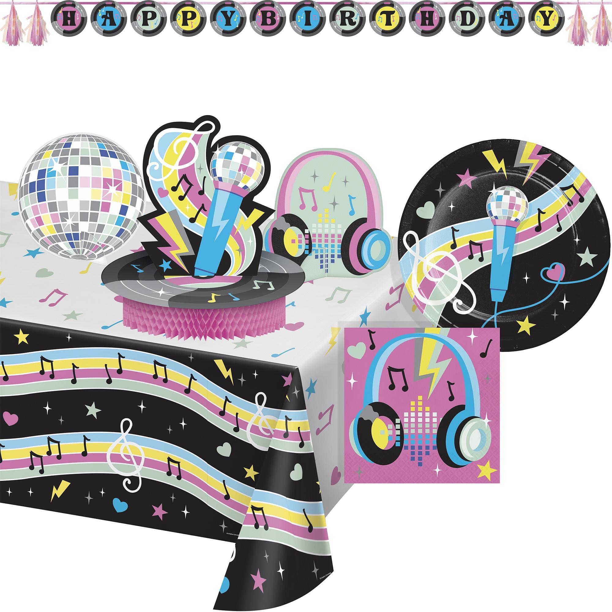 Birthday Beats Disco Party Tableware and Decor Set, Serves 8