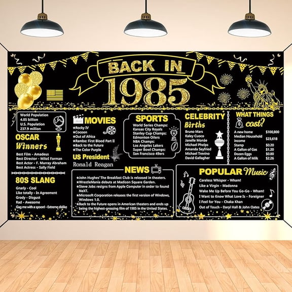 Birthday Black Gold Party Decoration, Back in Banner Year Old Birthday Party Poster Supplies, 5x3ft Large Vintage Backdrop Photography Background for Men and Women