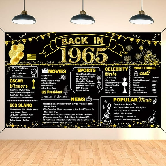 Birthday Black Gold Party Decoration, Back in Banner Year Old Birthday Party Poster Supplies, 5x3ft Large Vintage Backdrop Photography Background for Men and Women