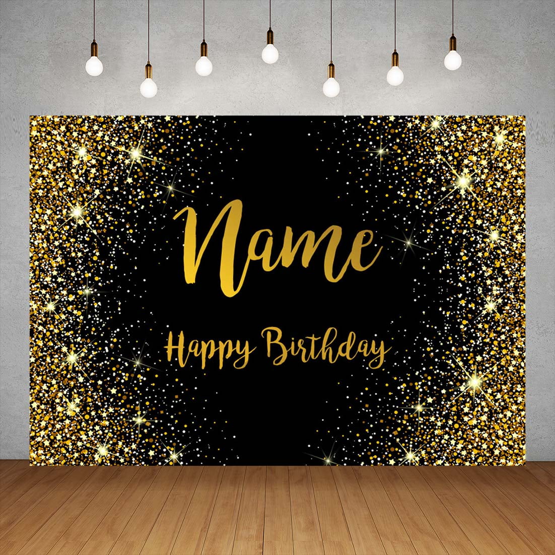 Mini Golf Black Custom Name 5th Birthday Backdrop