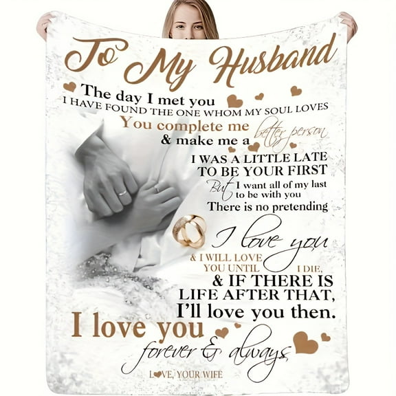 Birthday Blanket Gifts for Husband from Wife - Valentine Unique Gift to My Husband Throw for Him Men Soft Fuzzy Fleece Cozy Plush Bed Couch Birthday Christmas Lightweight Blanket