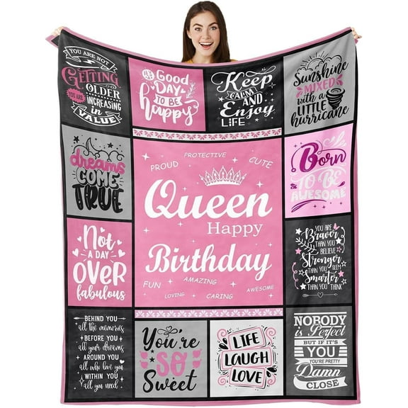 Birthday Blanket for Women, Gifts for Women Birthday Unique, Happy Birthday Gifts for Woman Her Girls Friend Mom Sister Wife Grandma Bestie, Birthday Throw Blanket 60”x50”