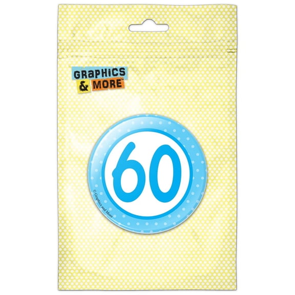 Birthday Blue Dots 60 Refrigerator Button Magnet