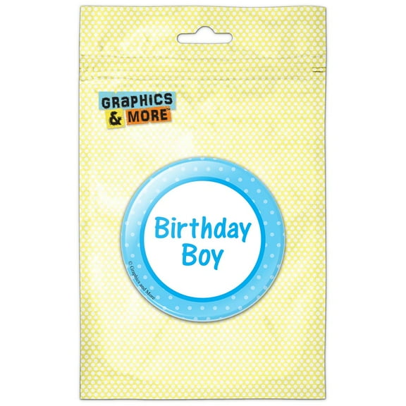 Birthday Boy Blue with Dots Pinback Button Pin Badge