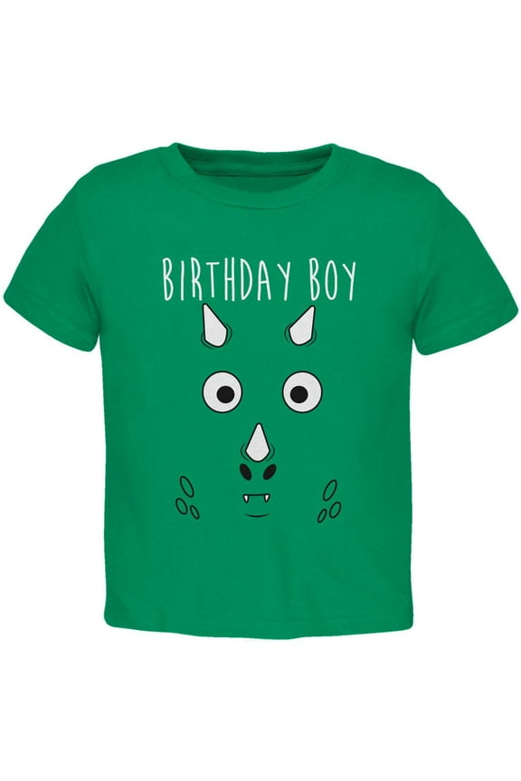 Birthday Boy Cartoon Cute Dragon Face Toddler T Shirt Kelly Green 3T
