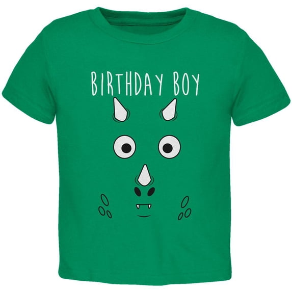Birthday Boy Cartoon Cute Dragon Face Toddler T Shirt Kelly Green 3T