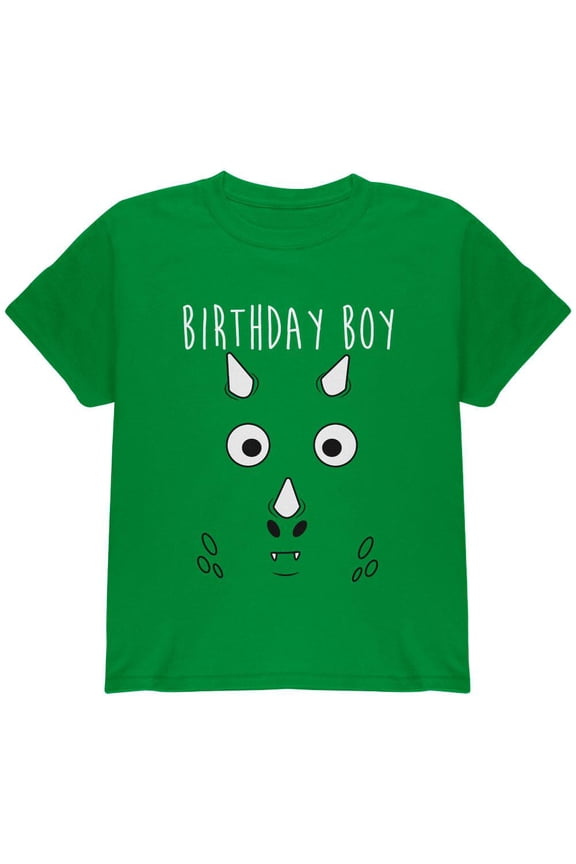 Birthday Boy Cartoon Cute Dragon Face Youth T Shirt Irish Green YLG
