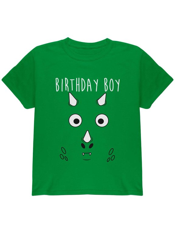 Birthday Boy Cartoon Cute Dragon Face Youth T Shirt Irish Green YXL