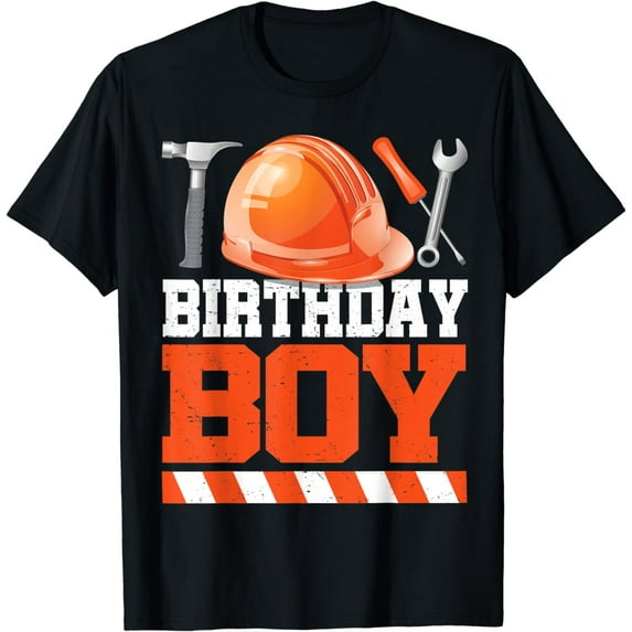 Birthday Boy Construction Worker Hard Hat & Tools Matching T-Shirt