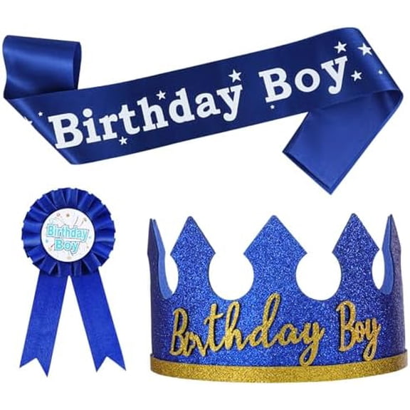 Birthday Boy Crown Party Set Birthday Boy Hat King Crown Party Dress-Up Accessory Supplies for BirthdayParty Decoration$$Home Decor, Kitchen, & Other