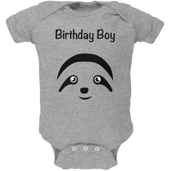 Birthday Boy Cute Sloth Face Soft Baby One Piece Heather 0-3 M