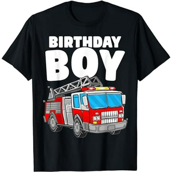 Birthday Boy Fire Truck Firefighter Fireman Birthday Crew T-Shirt